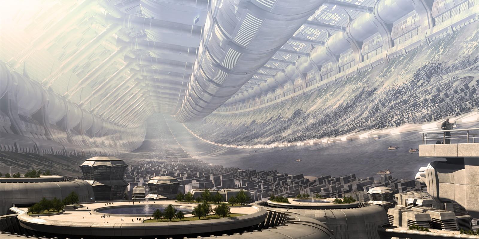 futuristic cityscape interior