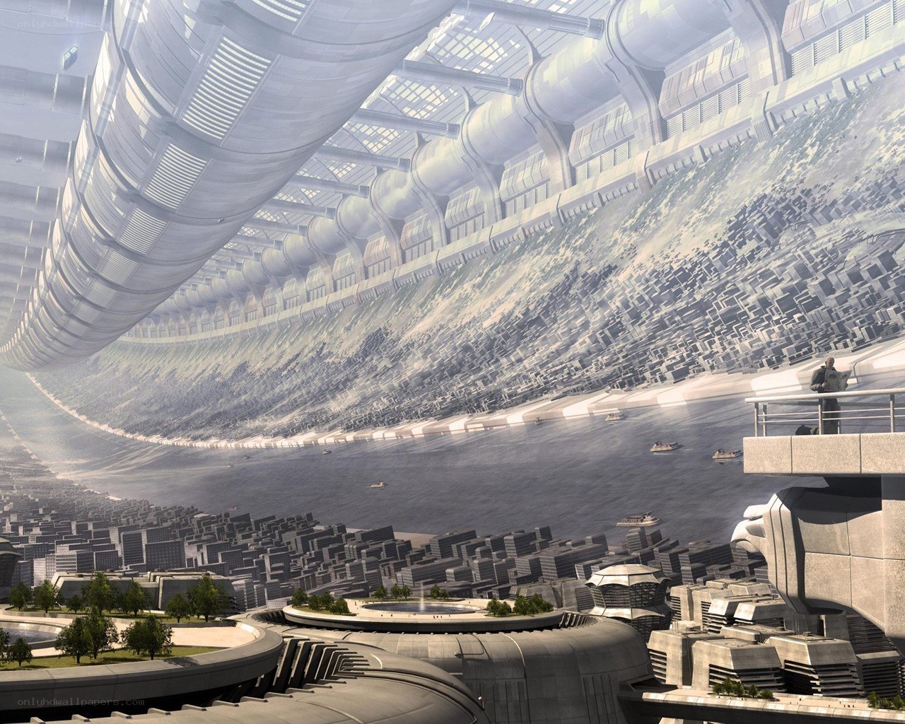 futuristic cityscape interior