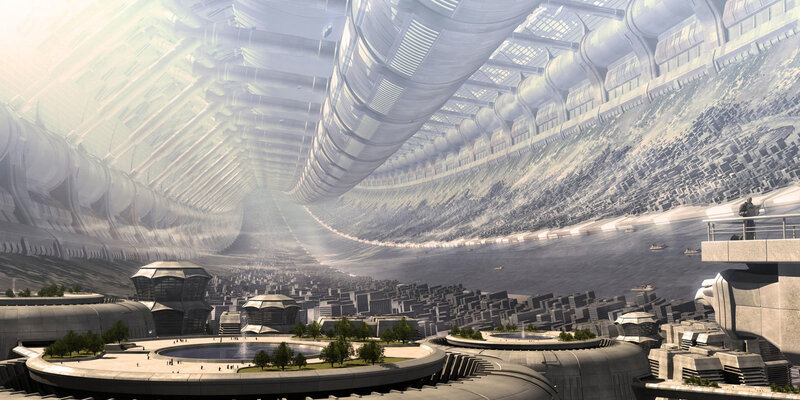 futuristic cityscape interior