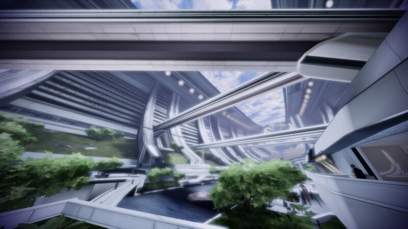 futuristic cityscape interior
