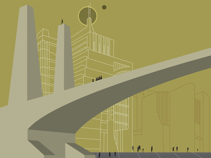 Futuristic Cityscape — Olive