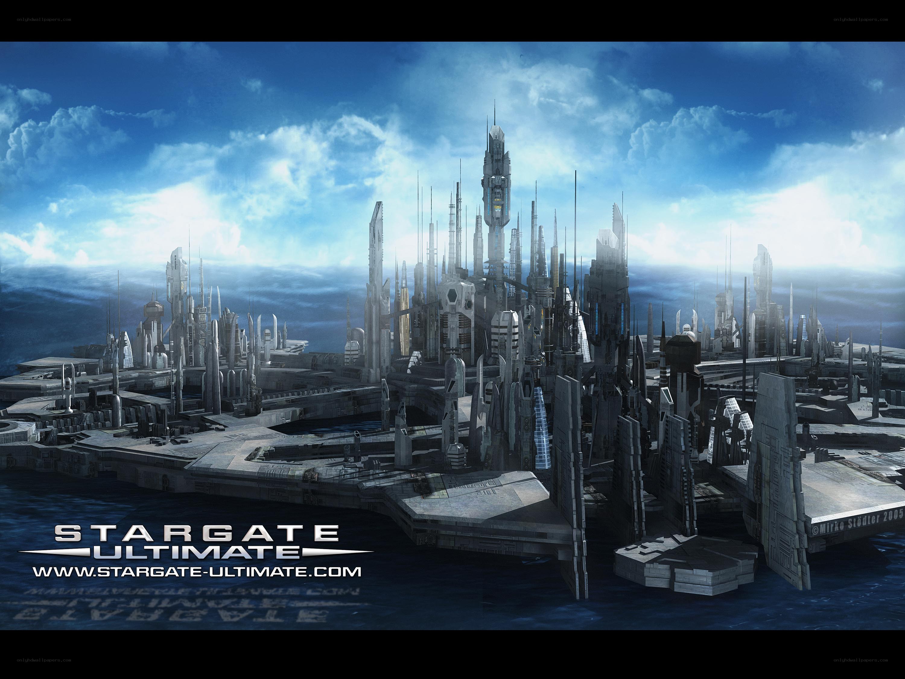 futuristic cityscape on water