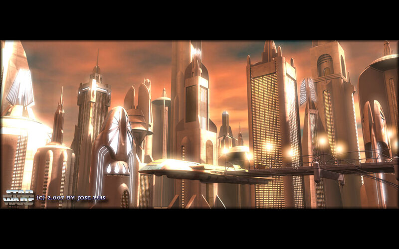 Futuristic Cityscape — Orange, Dramatic, Sunset, Digital Art, Skyscrapers, Spaceship, Bridge