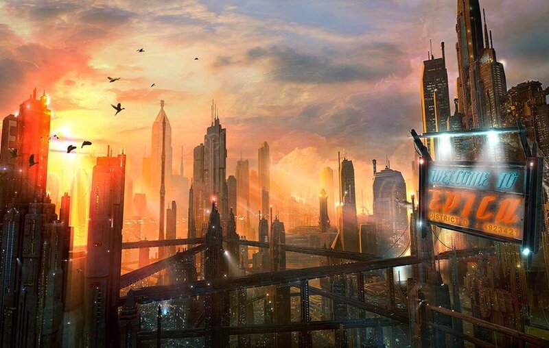 Futuristic Cityscape — Orange