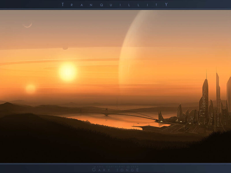 Futuristic Cityscape — Orange, Tranquil