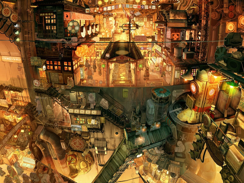 Futuristic Cityscape — Orange, Warm