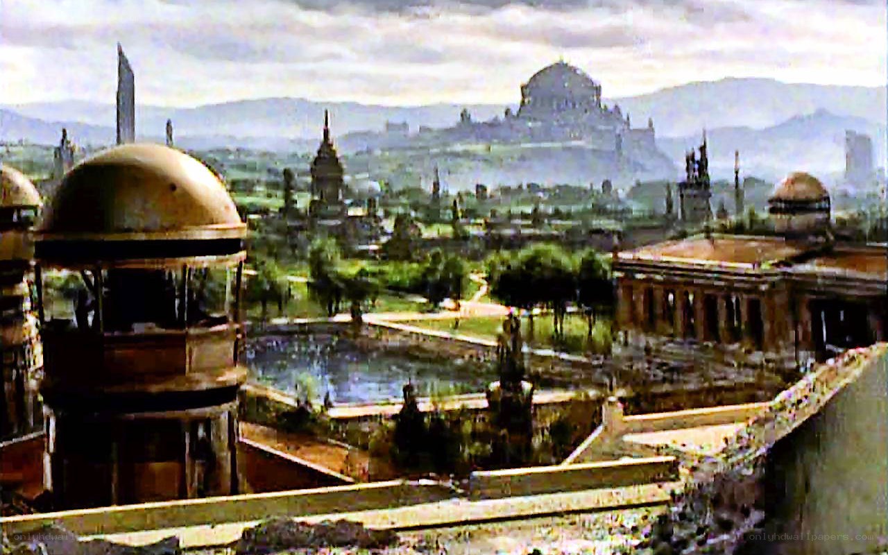 futuristic cityscape painting