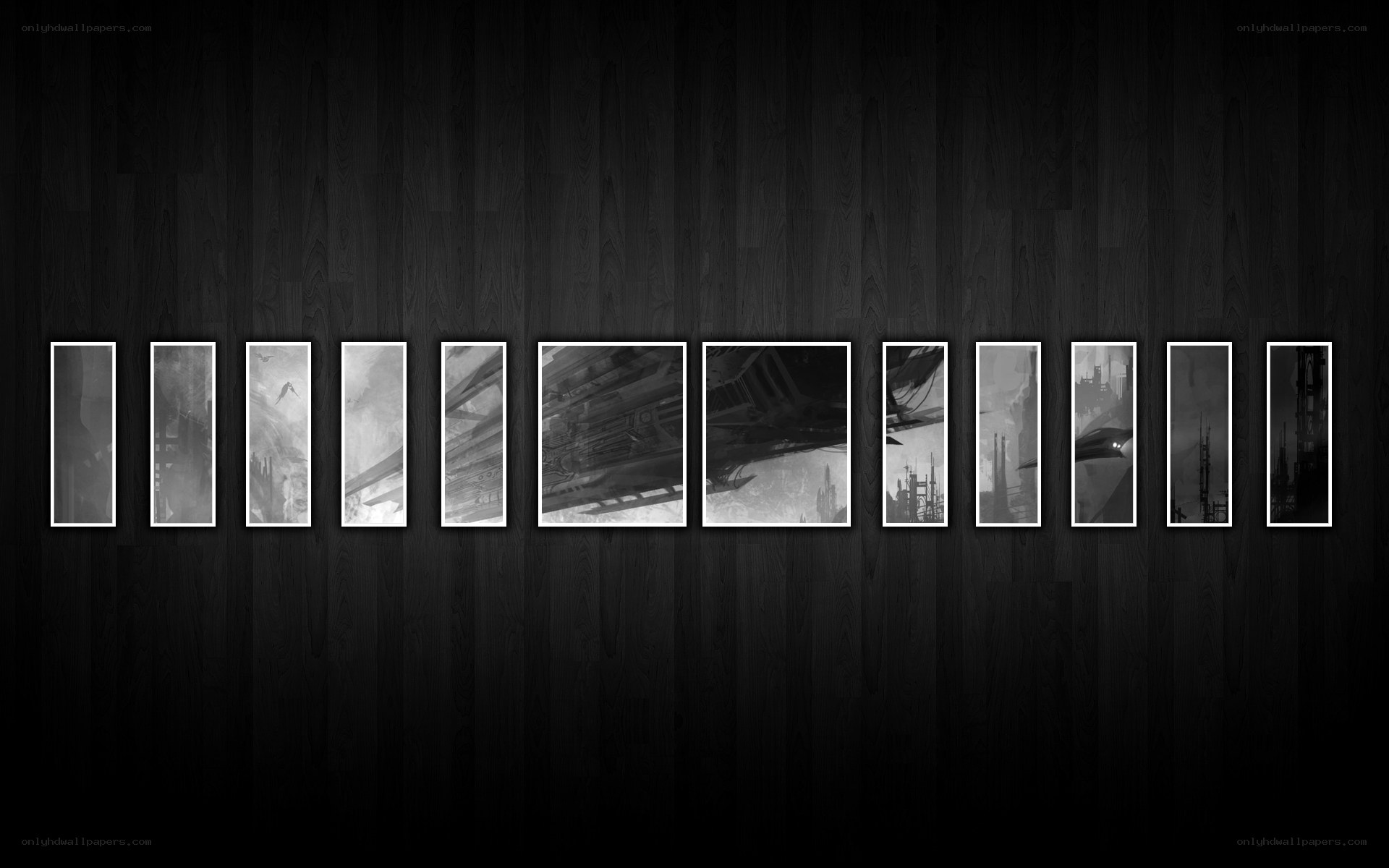 Futuristic cityscape panels
