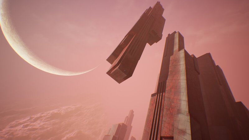 Futuristic Cityscape — Pink, Dramatic, Night, 3d Render