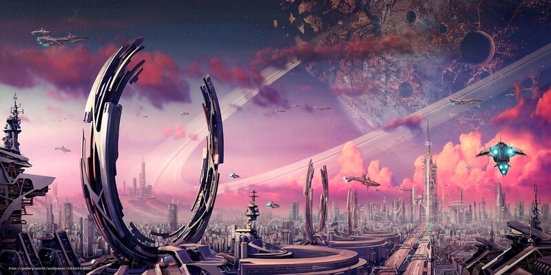 Futuristic Cityscape — Pink, Dramatic, Night, Digital Art