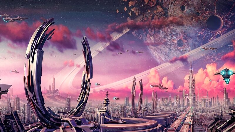 Futuristic Cityscape — Pink, Dramatic, Night