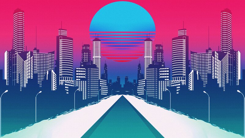 Futuristic Cityscape — Pink, Retro