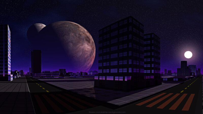 Futuristic Cityscape — Purple, Dramatic, Night, Digital Art, Buildings