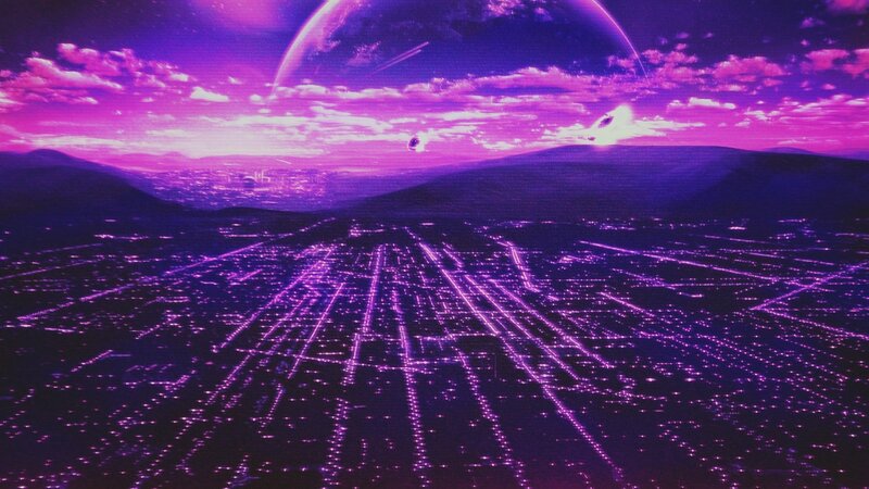 Futuristic Cityscape — Purple, Dramatic, Night, Digital Art, Planet, Clouds