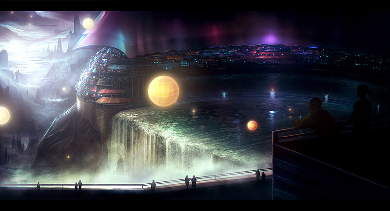 Futuristic Cityscape — Purple, Dramatic, Night, Digital Art