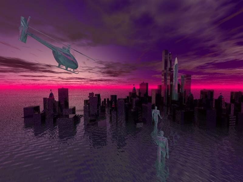 Futuristic Cityscape — Purple, Dystopian