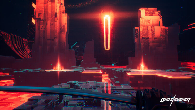 Futuristic Cityscape — Red, Dramatic, Night, Digital Art, Neon Lights, Sword