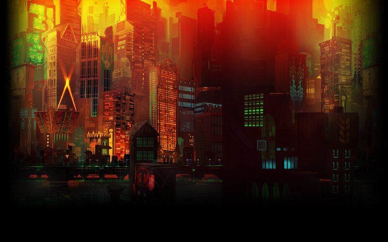 Futuristic Cityscape — Red, Dramatic, Night, Digital Art, Skyscrapers