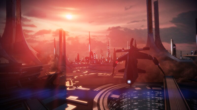 Futuristic Cityscape — Red, Dramatic, Sunset, 3d Render