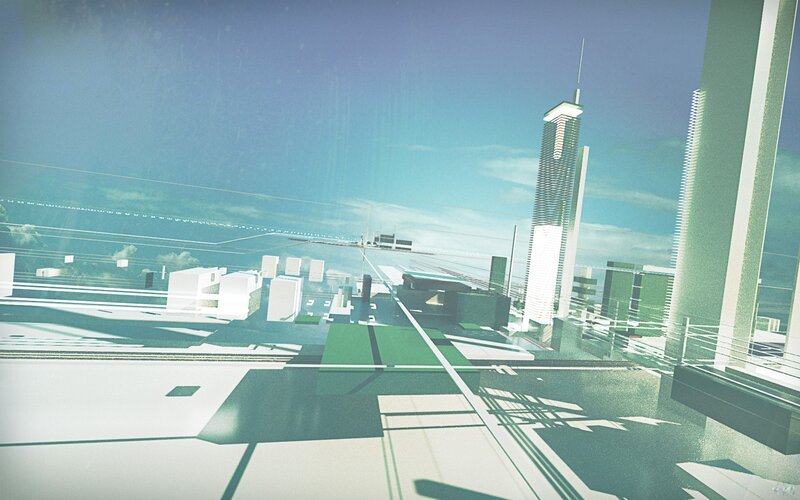 futuristic cityscape rendering