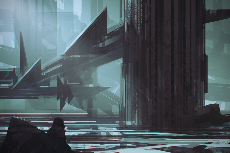 futuristic cityscape ruins
