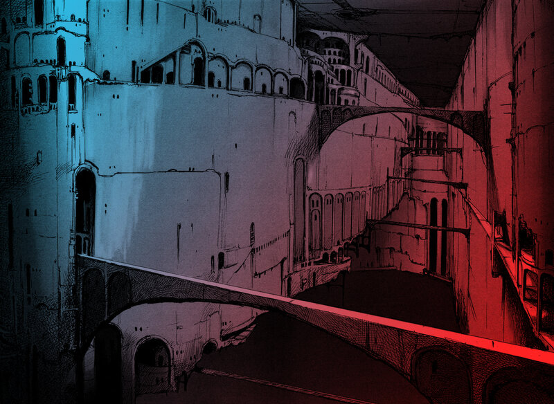 futuristic cityscape sketch