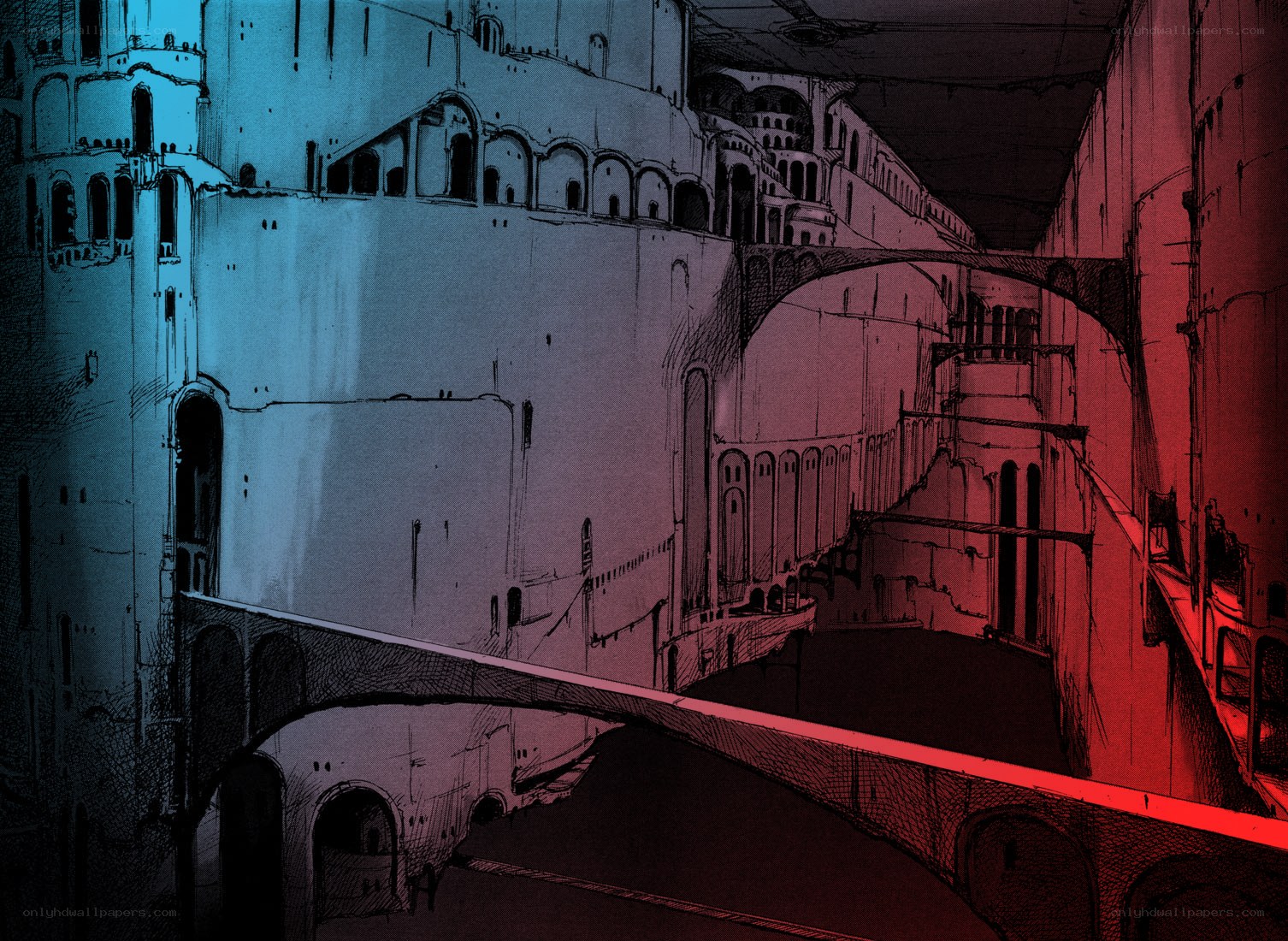 futuristic cityscape sketch