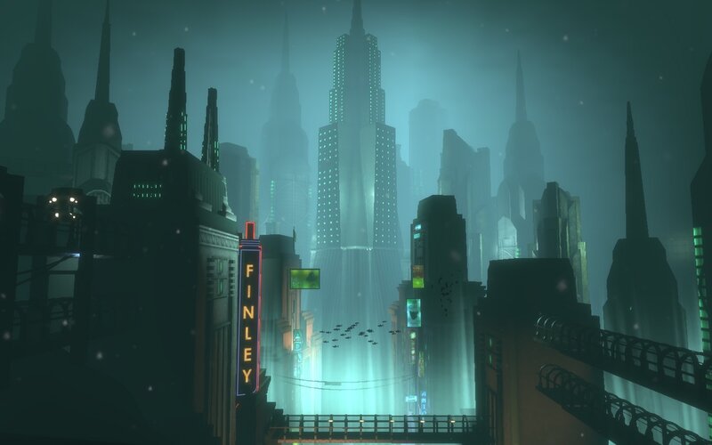 Futuristic Cityscape — Teal, Atmospheric