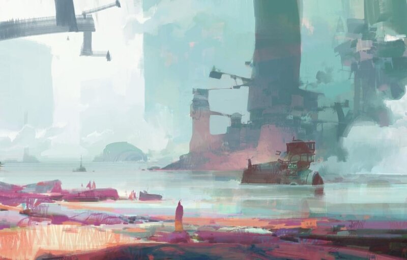 Futuristic Cityscape — Teal, Dystopian, Digital Art