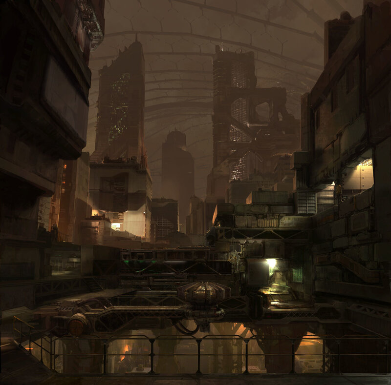 futuristic cityscape under dome