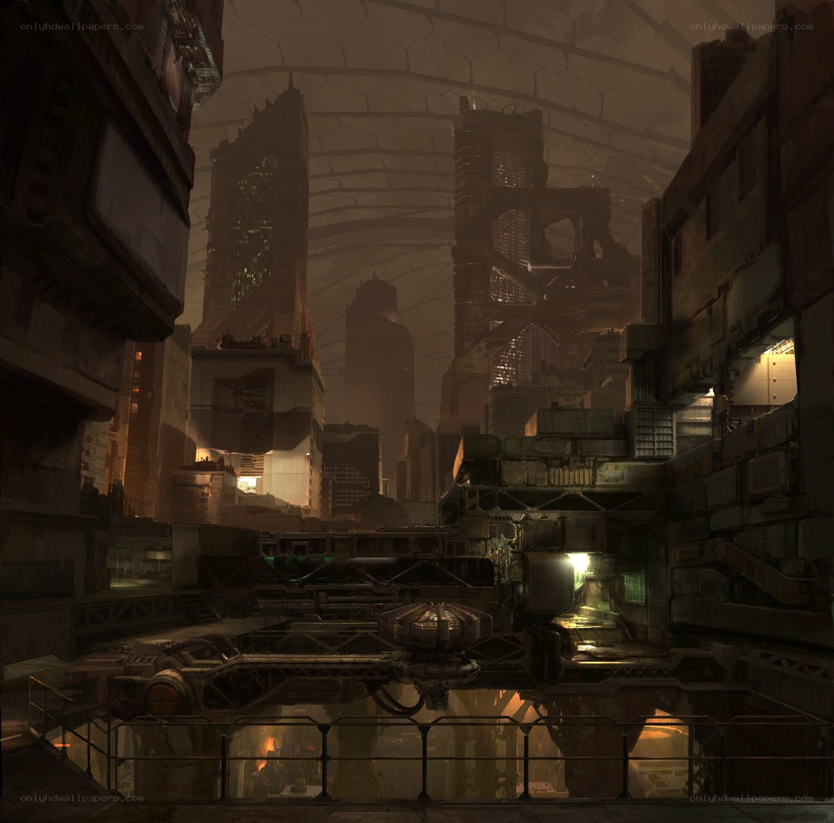 futuristic cityscape under dome