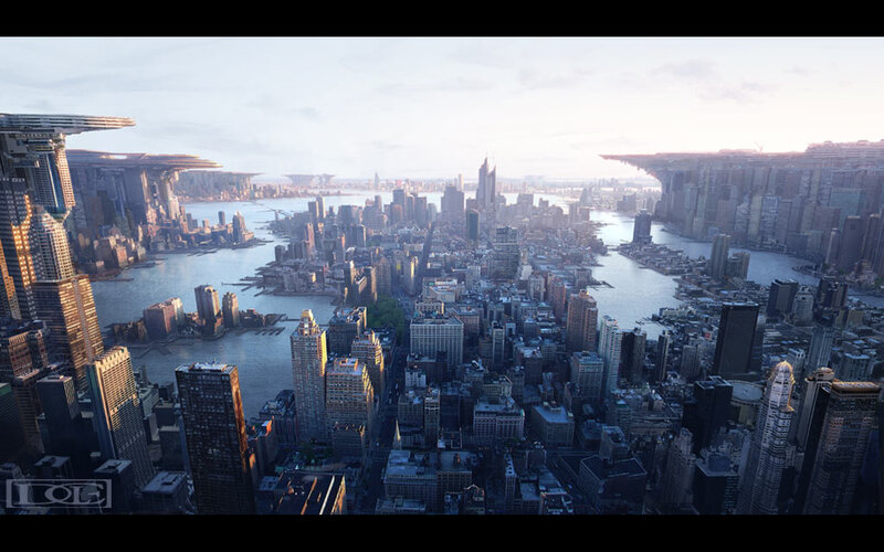 futuristic cityscape view