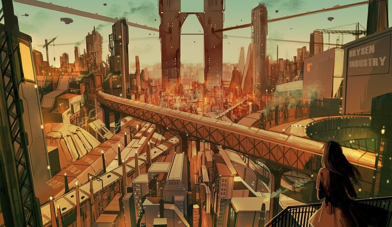 futuristic cityscape view