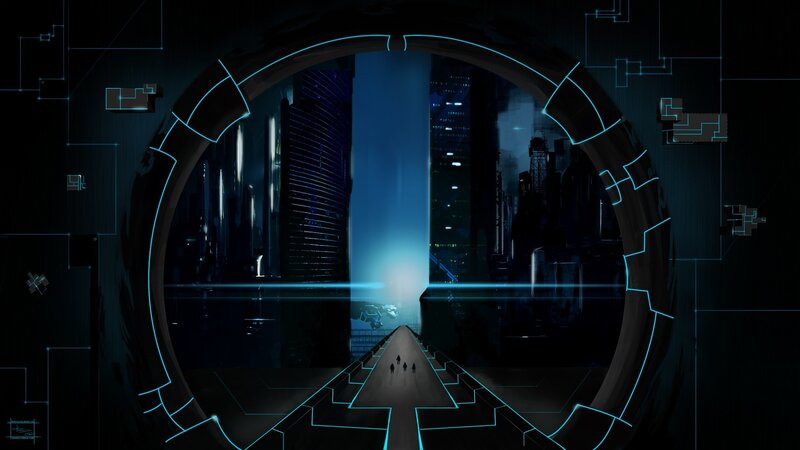 Futuristic Cityscape View — Blue