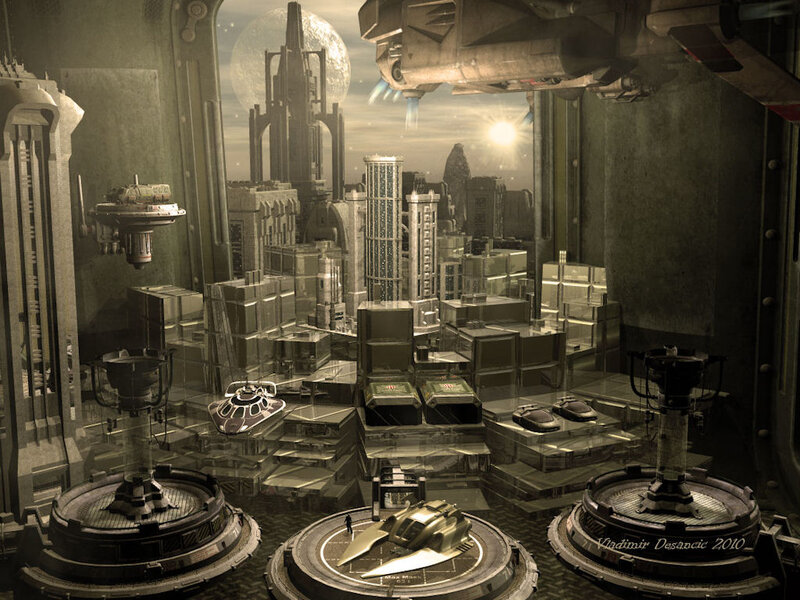 Futuristic Cityscape View — Gray