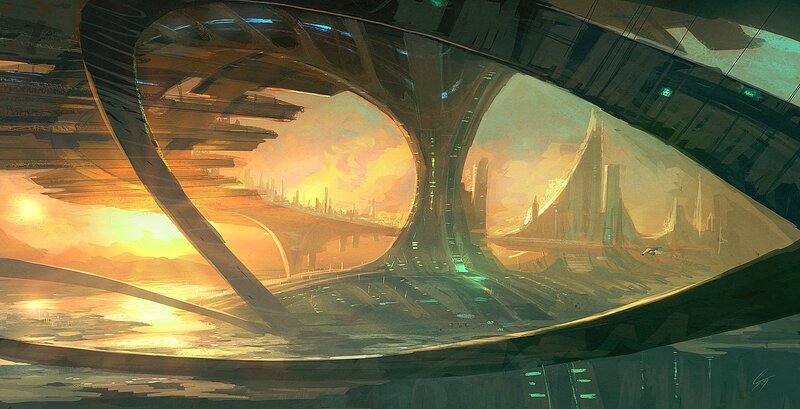 Futuristic Cityscape View — Orange