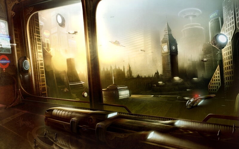 Futuristic Cityscape View — Yellow
