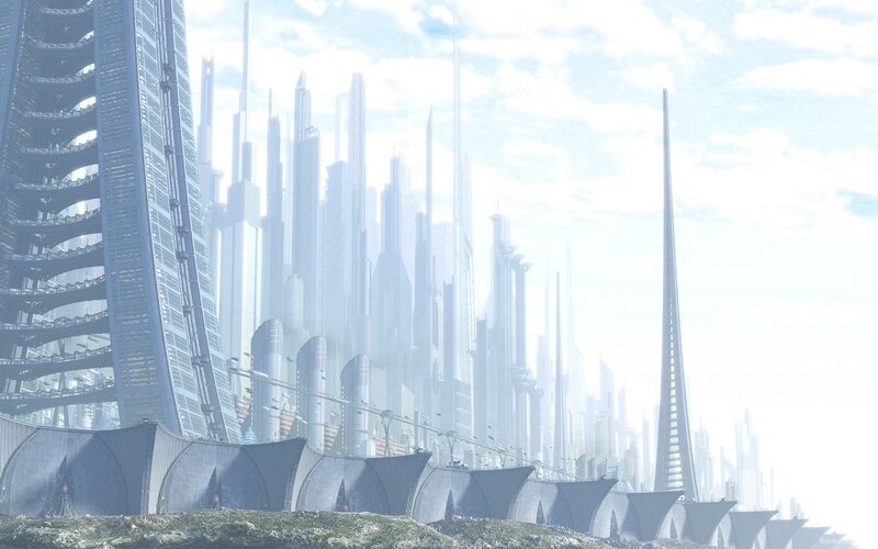 Futuristic Cityscape — White