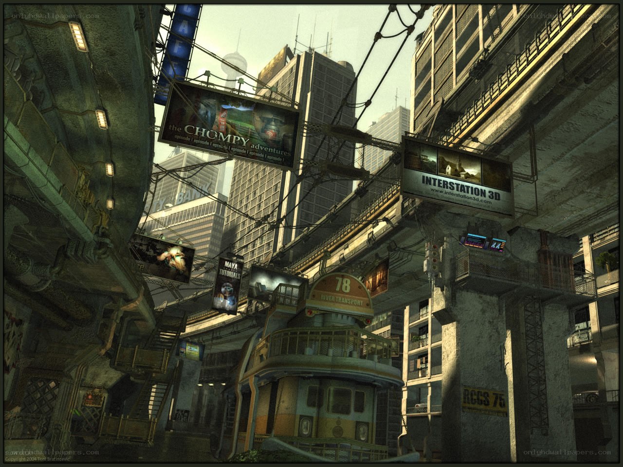 futuristic cityscape with billboards