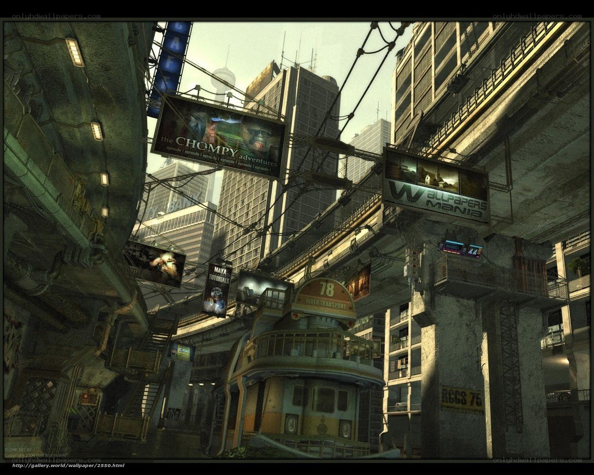 futuristic cityscape with billboards