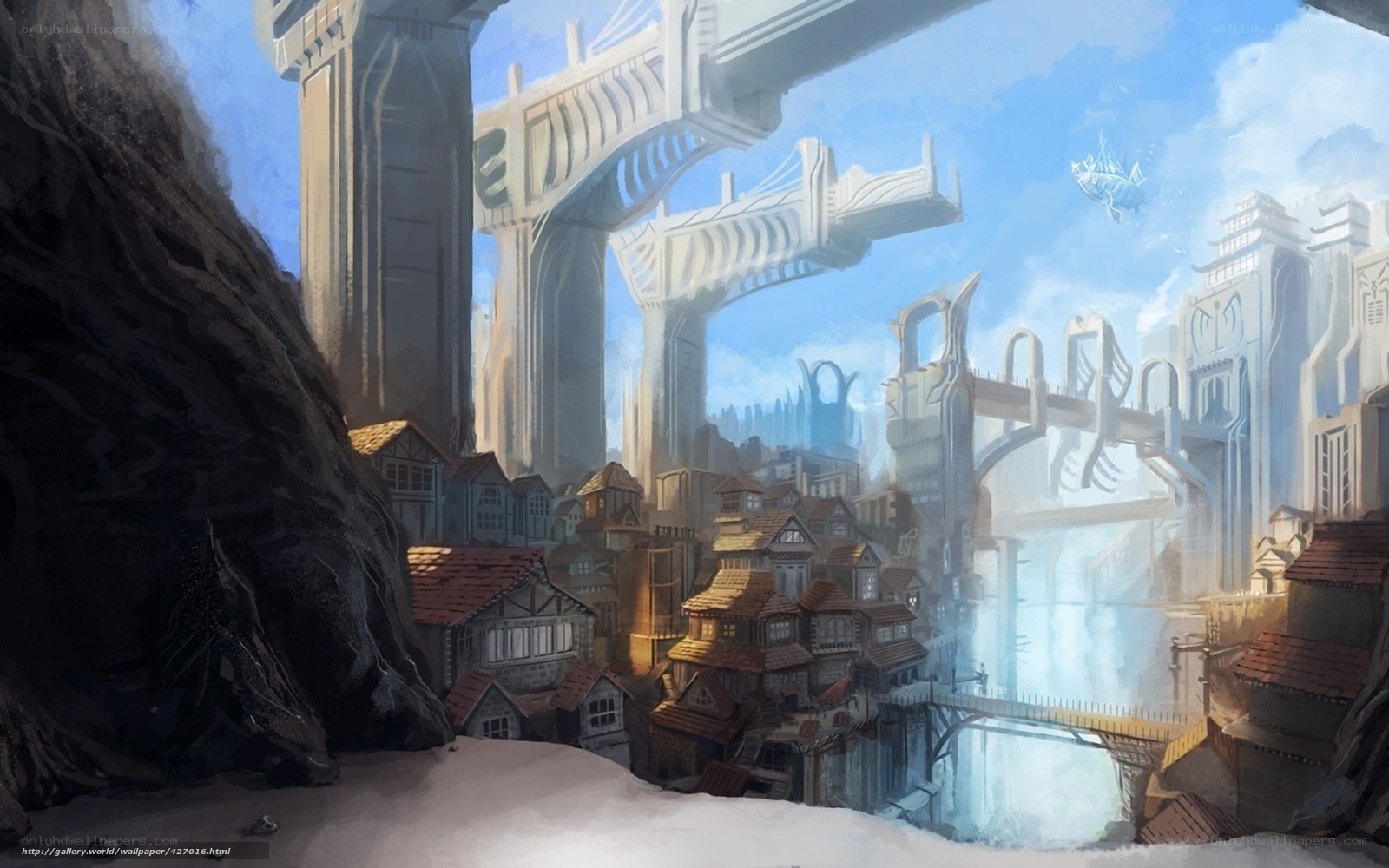 futuristic cityscape with bridges