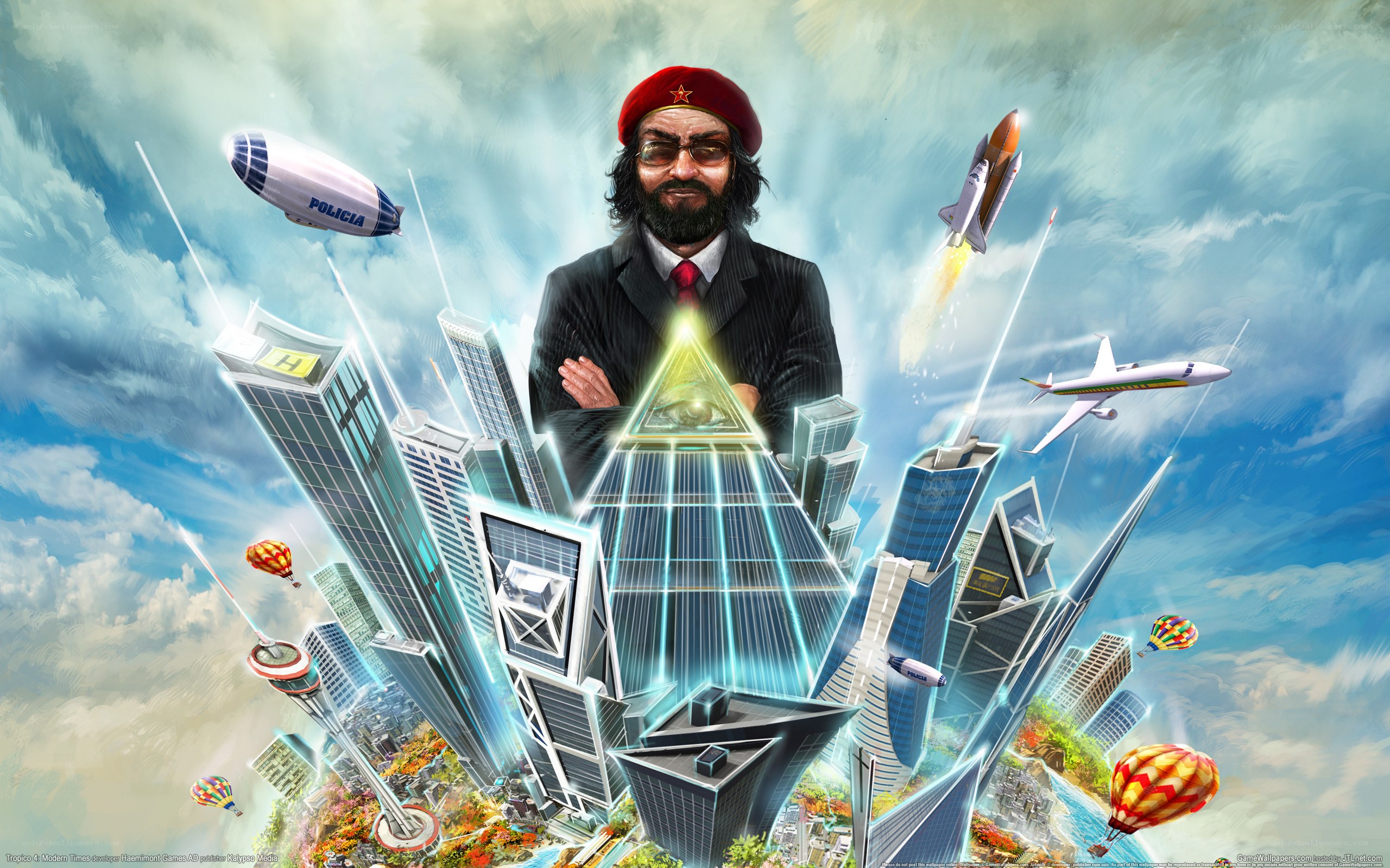 Futuristic cityscape with central figure