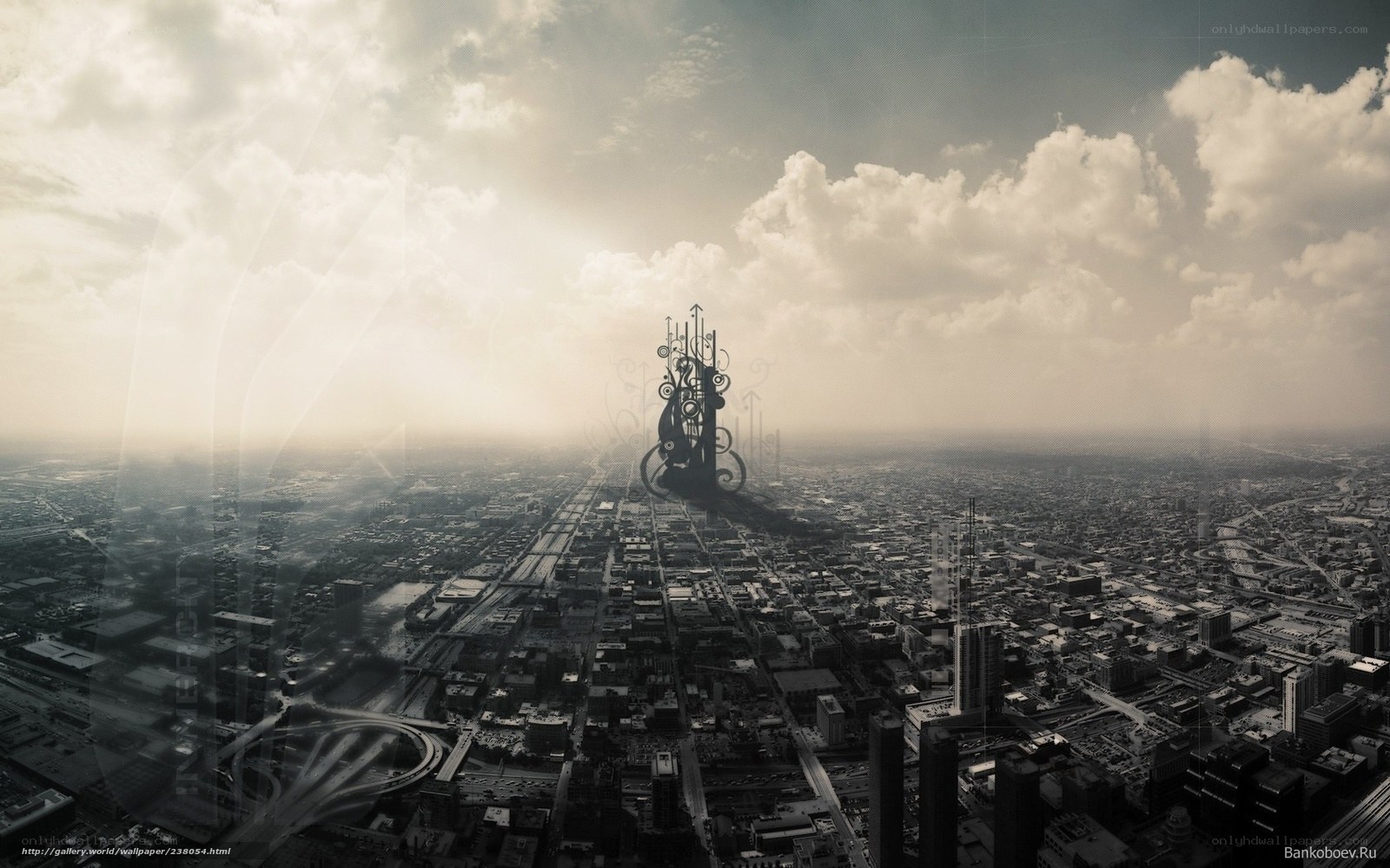 futuristic cityscape with central spire