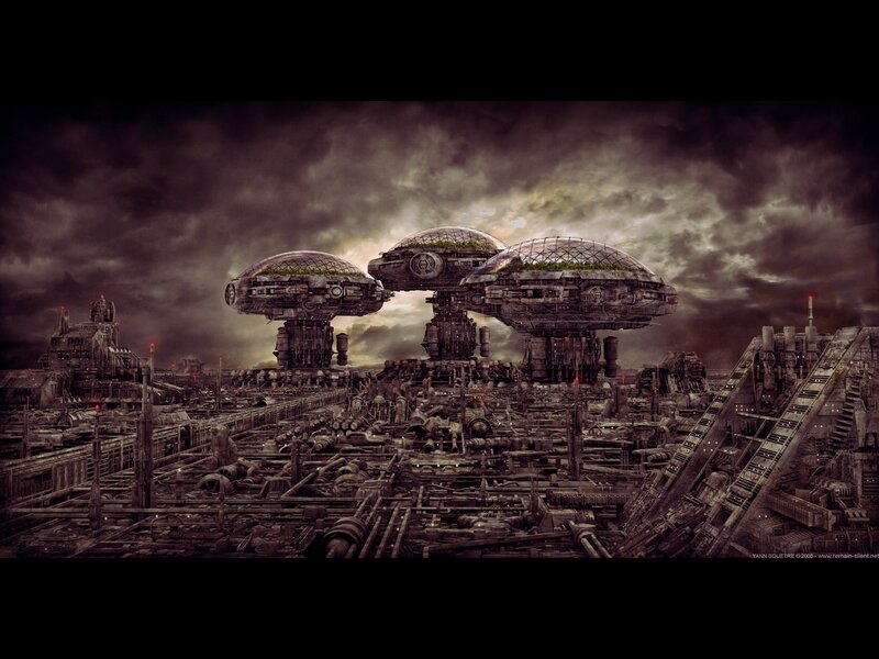 futuristic cityscape with domes
