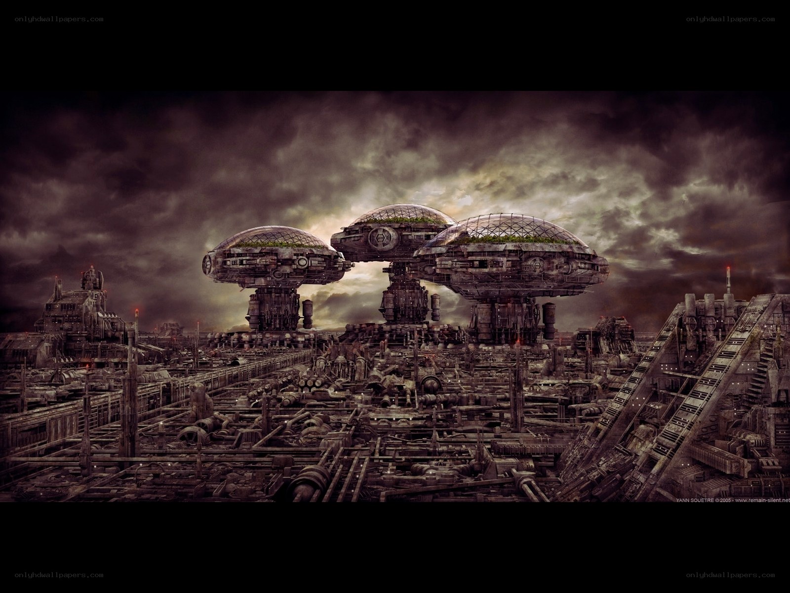 futuristic cityscape with domes