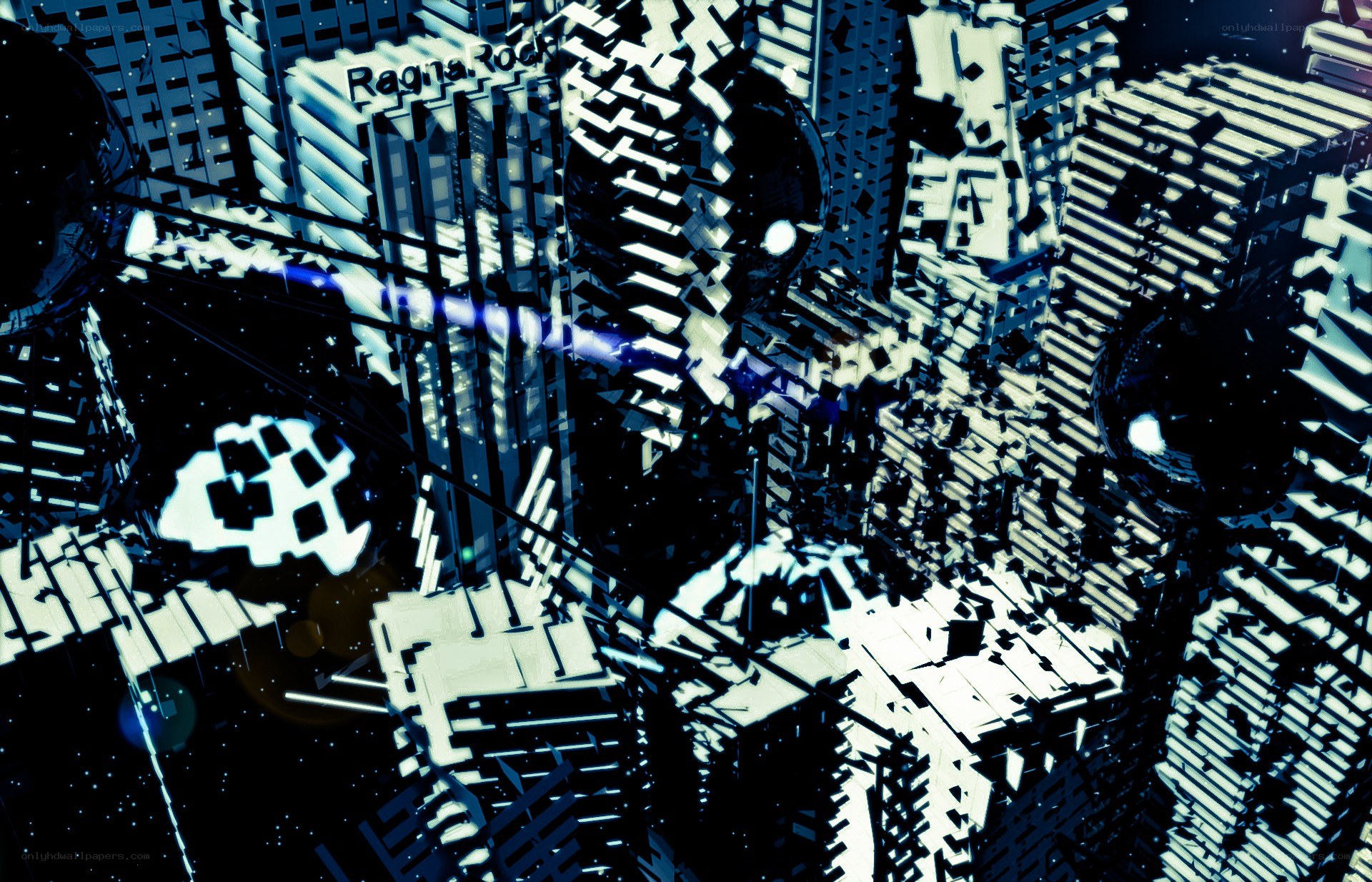 futuristic cityscape with glowing structures