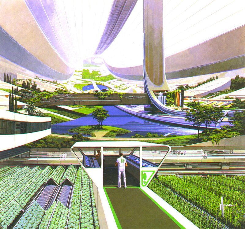 futuristic cityscape with greenery
