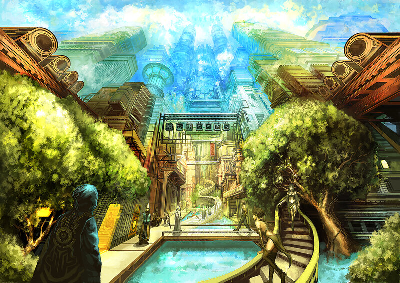 futuristic cityscape with greenery