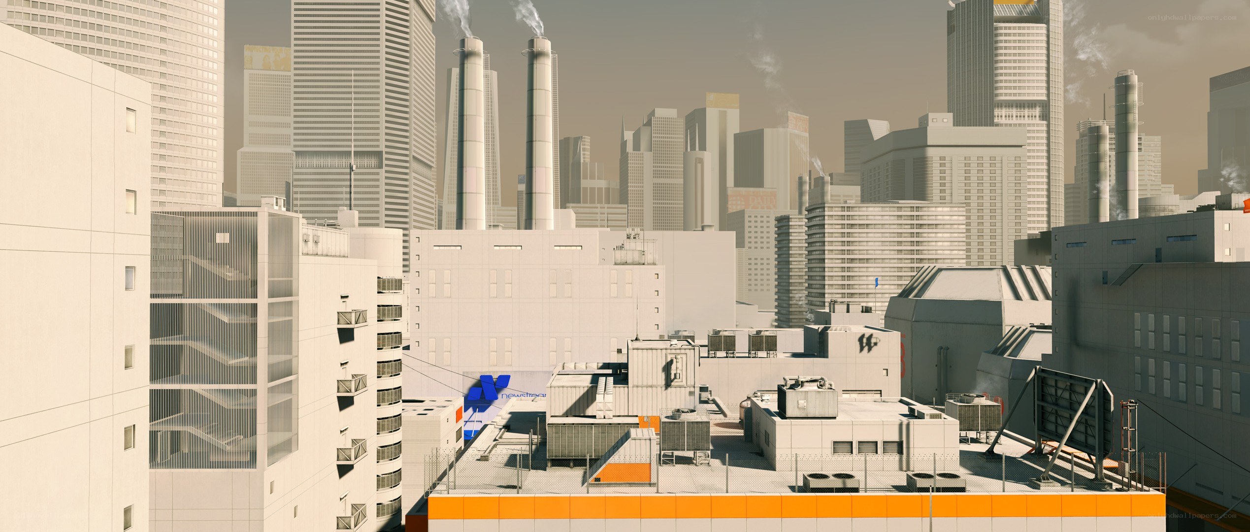 futuristic cityscape with industrial buildings