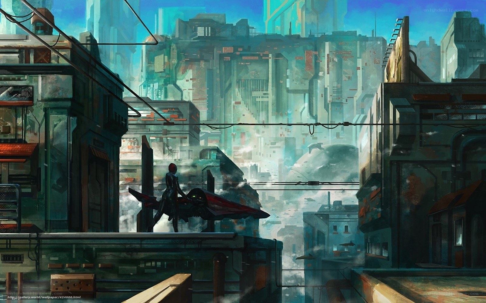 futuristic cityscape with lone figure